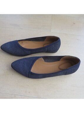 Hush Puppies Bounce Shoes Size 10M Sadie Knit Ballet Flat Navy Blue Metallic